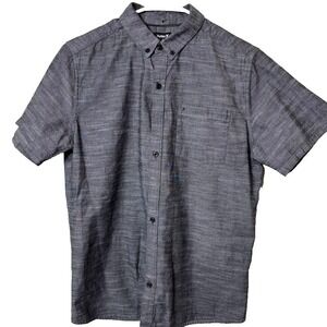 Hurley Shirt Mens Medium Gray Short Sleeve Pocket Button Down